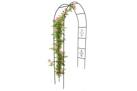 Πέργκολα κήπου με μεταλλική αψίδα στήριξης για τριανταφυλλιές, αναρριχώμενα φυτά, 240 cm, πράσινη