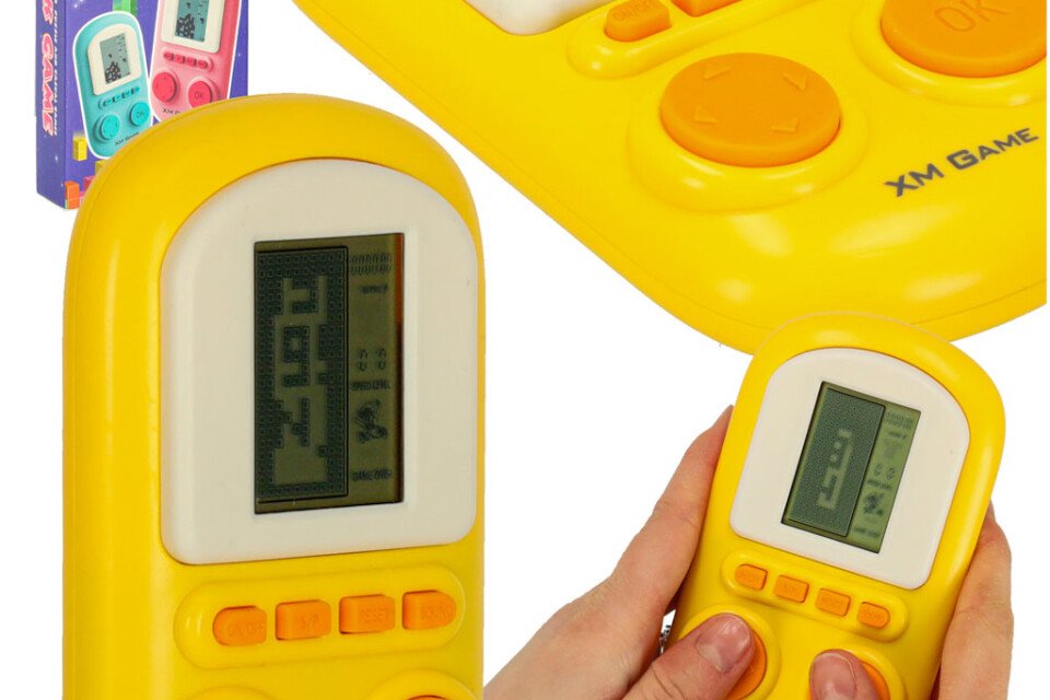 Elektronička arkadna igra, žuta prijenosna konzola