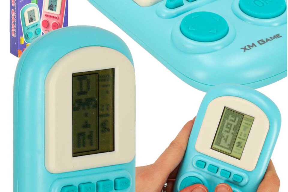Elektronická arkádová hra, modrá prenosná konzola