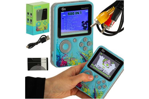 Mini consola de jocuri portabila retro albastra