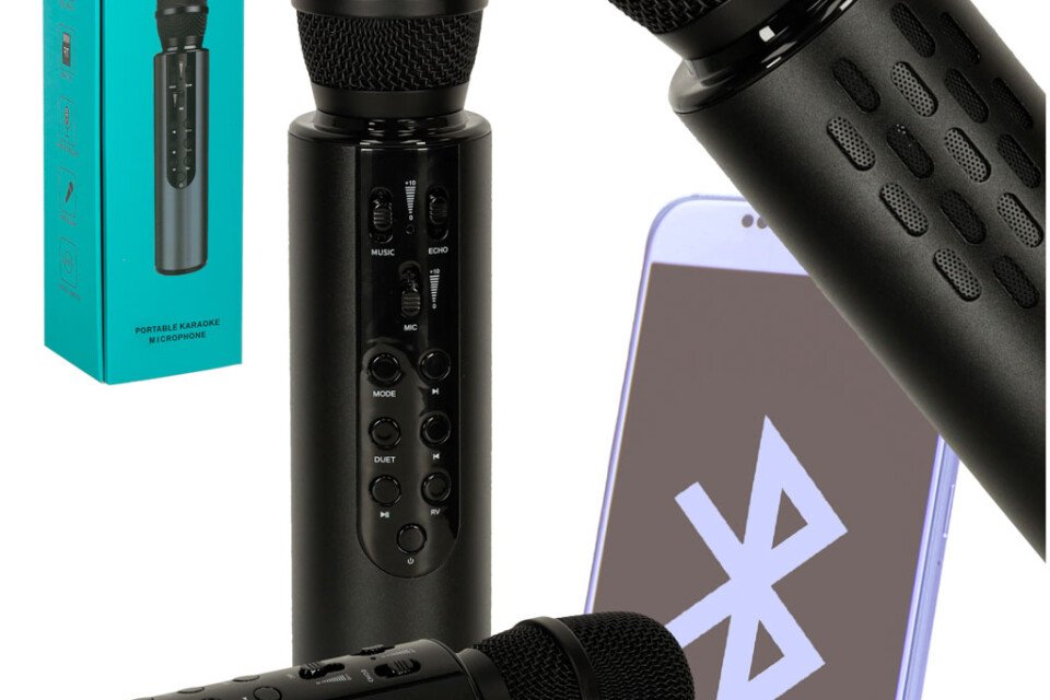 Kabelloses Bluetooth-Karaoke-Mikrofon, schwarz