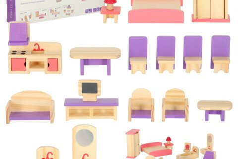 Namještaj za kućice za lutke drveni ljubičasti