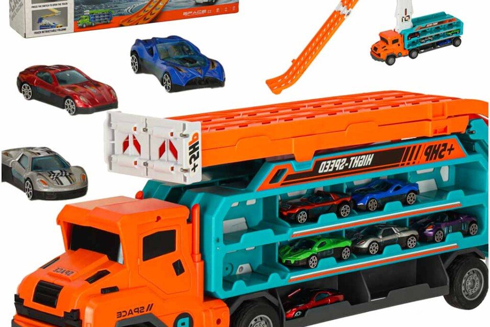 Transporter za vuču automobila na trkaćoj stazi 6 komada. narančasta