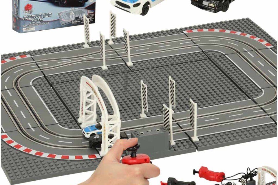 Elektrická policejní závodní dráha + 2 stavební bloky aut GD-01
