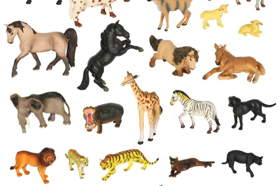 Set da gioco con figurine di animali dello zoo - 28 pezzi