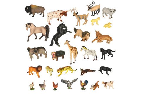 Set da gioco con figurine di animali dello zoo - 28 pezzi