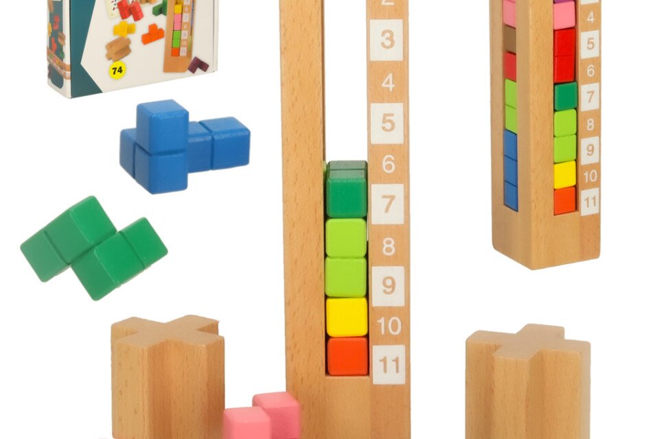 Blocchi puzzle Montessori in legno, colorati