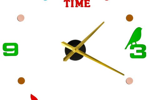 Zidni sat naljepnica -80-90 cm, zlatne kazaljke, šarene