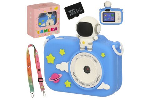 Digitalni fotoaparat za djecu + 32GB kartica, plavi astronaut