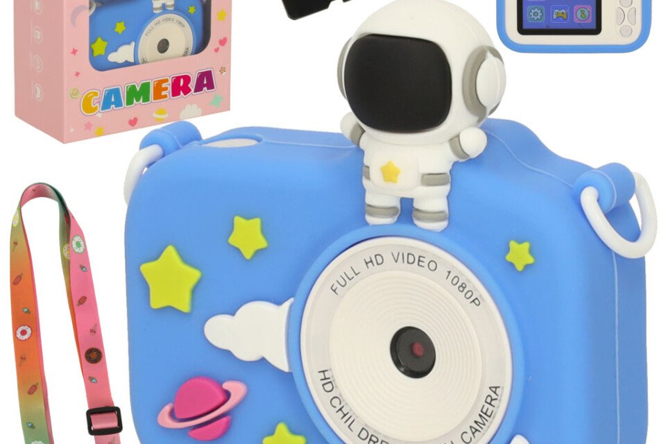 Digitalni fotoaparat za djecu + 32GB kartica, plavi astronaut