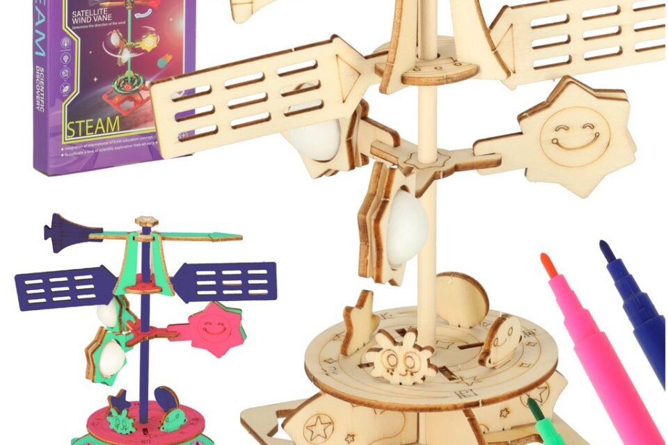 Tudományos készlet 3D modell egy fából készült szélkakasról