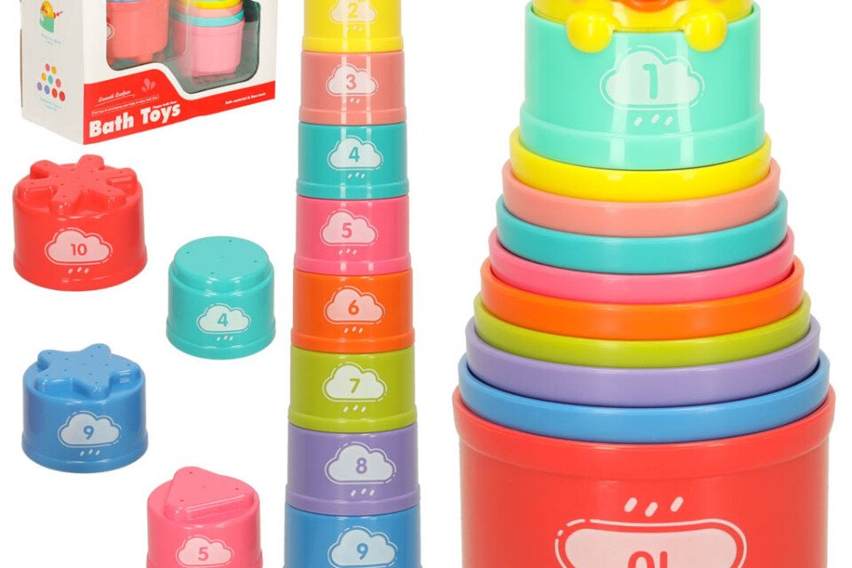 Vzdelávacia veža poháre hračka do vane Bibi-inn