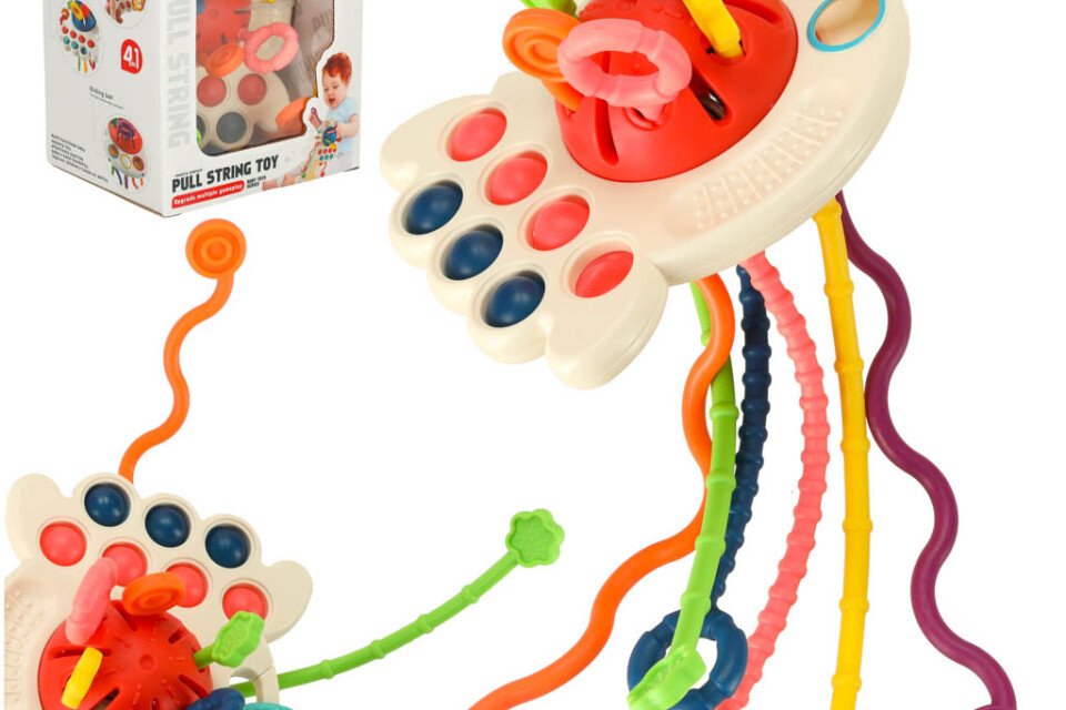 Bibi-inn roza otroška senzorična igrača z grizalom