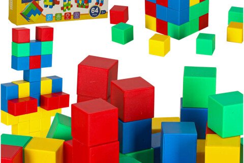 Kocka mágneskockák, kockák, kockafigurák, mágnes, 64 db.