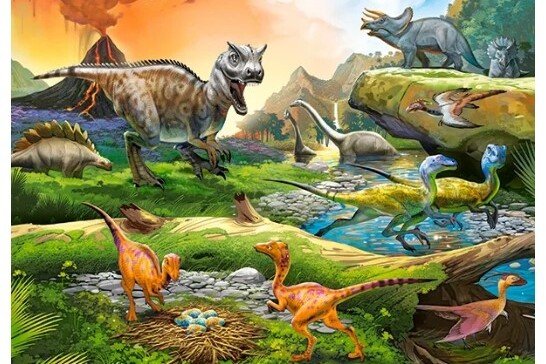 CASTORLAND Puzzle 100 dílků - Svět dinosaurů, 40 x 29 cm