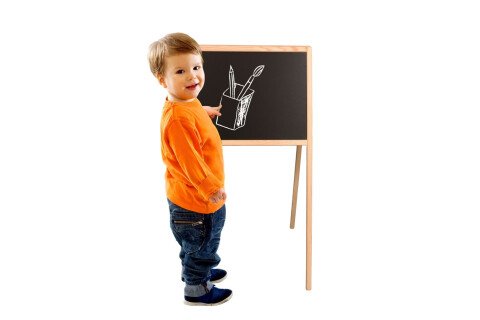 Μαυροπίνακας με κιμωλία, μαγνητικός, διπλής όψης + γράμματα, 84 x 43 x 50 cm