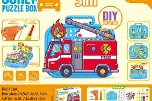 Puzzle cub într-o carcasă mozaic creativ + șurubelniță vehicul