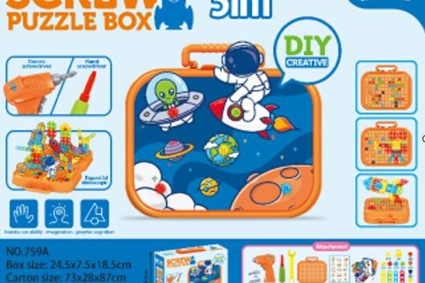 Würfelpuzzle im Koffer, kreatives Mosaik + Kosmos-Schraubendreher