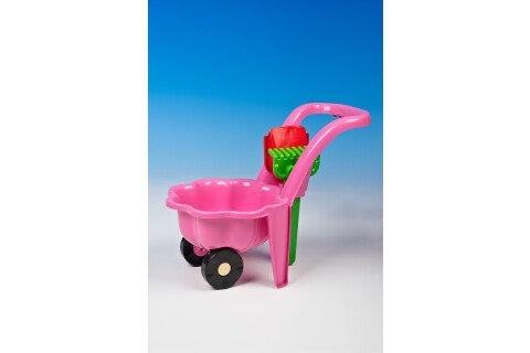 Dečija kolica - baštenska garnitura sa lopatom i grabljama, roze
