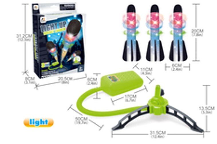 LED bacač raketnih katapulta za djecu, svjetleća raketna pumpa od pjene, 3 kom.