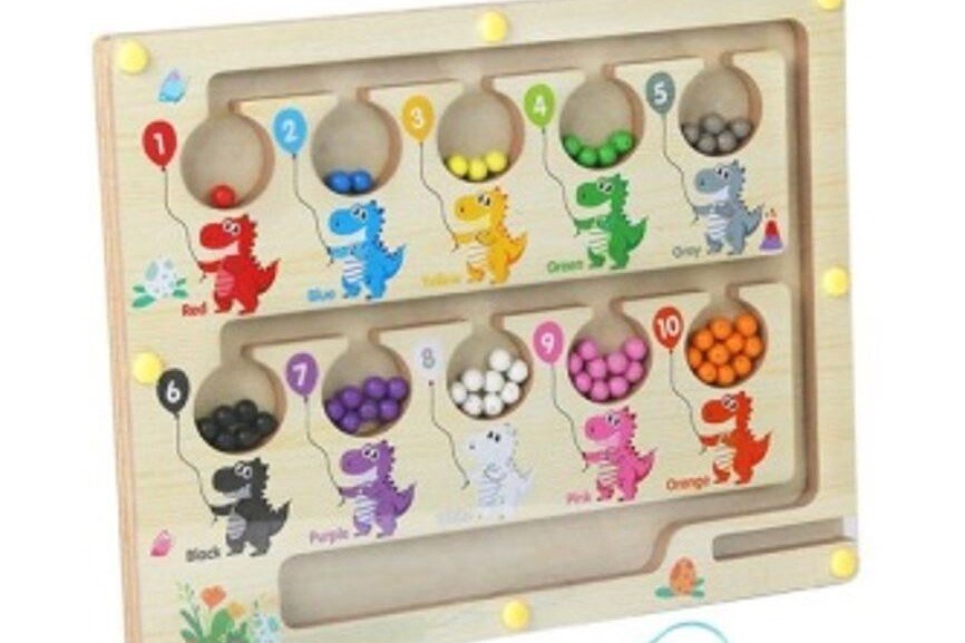 Šarene kuglice za brojanje, magnetska ploča za razvrstavanje za djecu, dinosaur