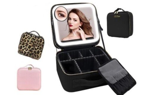 Kozmetički organizator za kozmetiku, nakit, torbica sa ogledalom, crna
