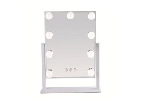 Stojanové kozmetické LED kozmetické zrkadlo s 9 USB žiarovkami 25x30 cm