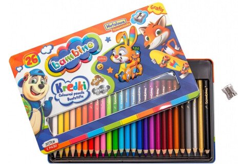 Barvice BAMBINO, lesen okvir, kovinska škatla