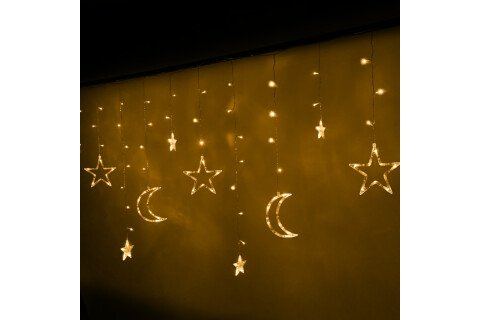 LED světla závěs měsíc hvězdy 2,5m 138LED teplá bílá