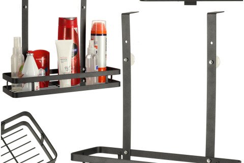 Černá nerezová sprchová police