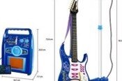 Chitara electrica rock pentru copii cu microfon amplificator albastru