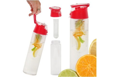 Μπουκάλι νερού με ένθετο φρούτων, 800 ml, ροζ