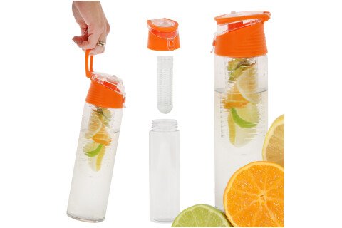 Láhev na vodu s ovocnou vložkou, 800 ml, oranžová