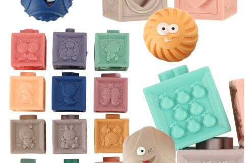 Cuburi cu bile senzoriale, educative moi, 15 elemente