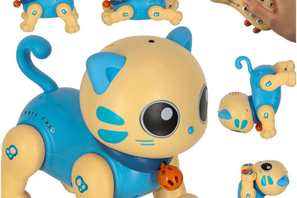 Interaktiver ferngesteuerter RC Roboter Cat Kitty springend blau