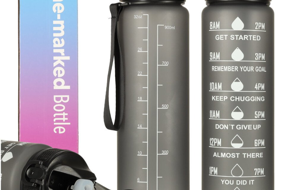 Vizes palack, 1l, fekete