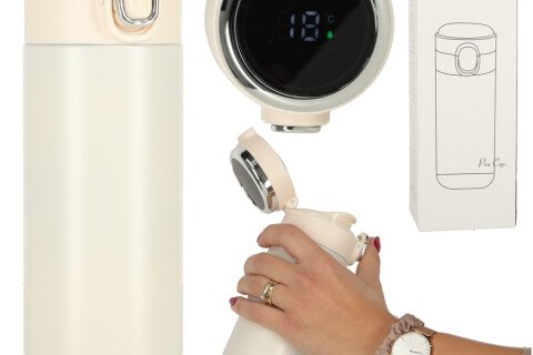 LED termosz szájrésszel, 420 ml, bézs