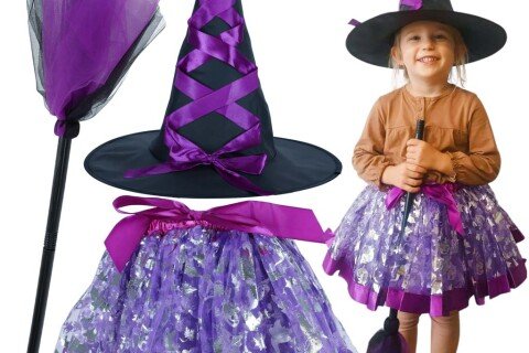 3-teiliges lila Hexenkostüm