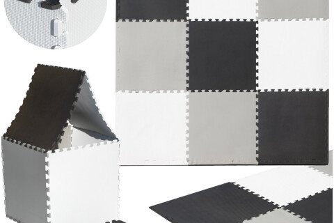 Oktató hab puzzle, szürke, 180 x 180 x 1 cm, 9 elem