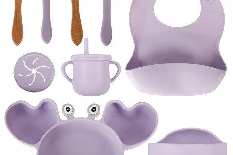 Dječji silikonski set za hranjenje - rakovi, 9 komada