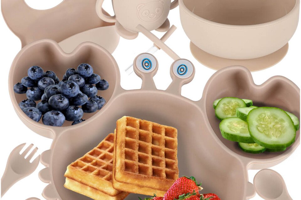 Miski silikonowe dla dzieci, niemowląt, kraby, zestaw 9 sztuk, beżowe