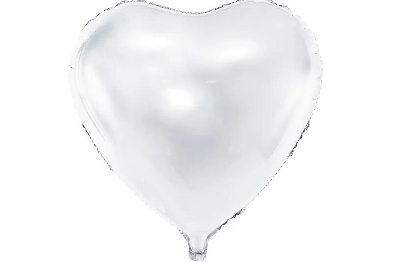 Fóliový balón Srdce - biely, 45cm
