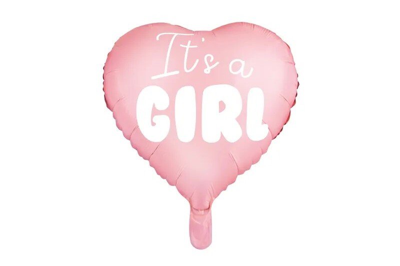 "It's a girl" fólia lufi babaváráshoz - rózsaszín szív, 48cm