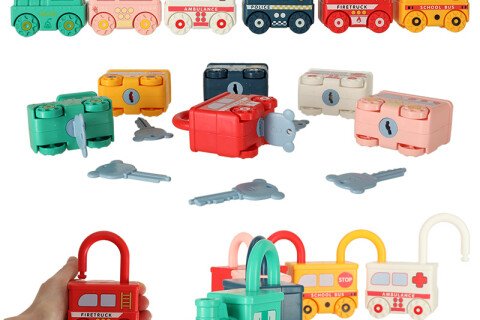 Lernspiel, Puzzle, Autos, Blöcke, Schlösser, Montessori-Sinnesspielzeug