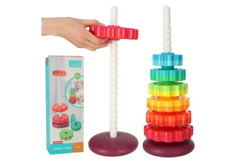 Stivuire în spirală a angrenajelor piramidale într-un turn curcubeu