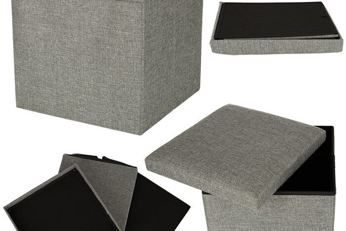 Összecsukható doboz tárolóhellyel - szürke