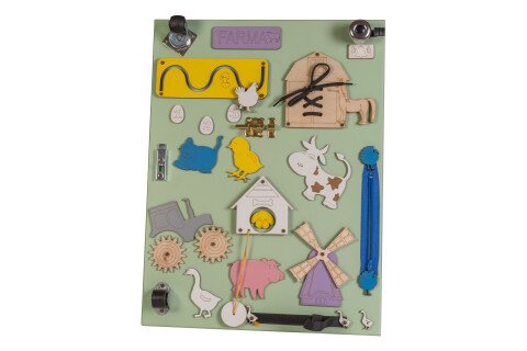 Μαυροπίνακας διπλής όψης και ξύλινο πολύχρωμο αγρόκτημα