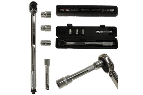 Динамометричен ключ 460mm 1/2'' + 3 гнезда 17-21mm 40-210Nm брава + калъф