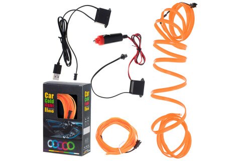 LED osvetlitev za avto - avto USB, 12V trak, 3m, oranžna