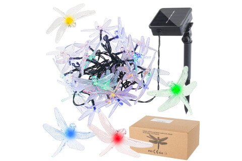 Solarne lampki ogrodowe - ważki - 6,5m, wielokolorowe 30LED
